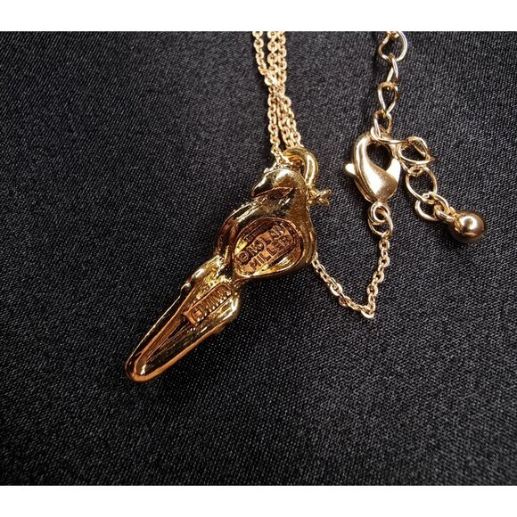 Vintage Nolan Miller Gold-Tone Parrot Pendant Necklace With Crystals & Multicolo - Picture 7 of 7